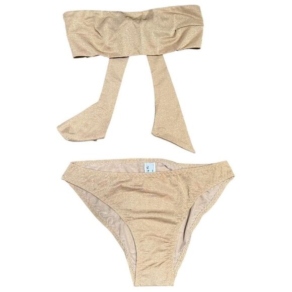 MYBEACHYSIDE Tan Tie-back Bandeau Bikini Set - Size 2 - NWT - Picture 2 of 3